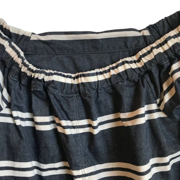 The Limited Denim Blue White Stripe off shoulder 3/4 sleeve Womens top sz small - Picture 4 of 11